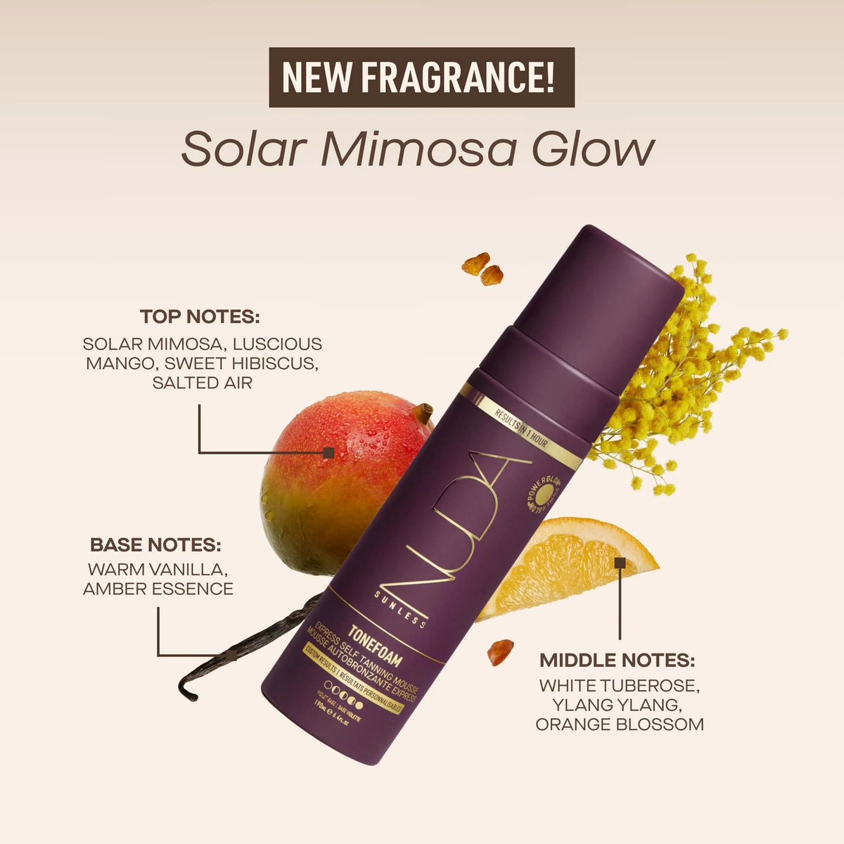 NUDA Tonefoam- Express Tanning Mousse-Violet Sunless Tanner available to buy online from RENU Laser & Skin in Mill Bay, BC on Vancouver Island