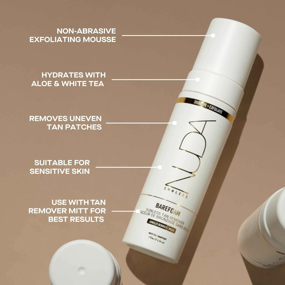 NUDA Barefoam - Sunless Tan Remover Sunless Tanner available to buy online from RENU Laser & Skin in Mill Bay, BC on Vancouver Island